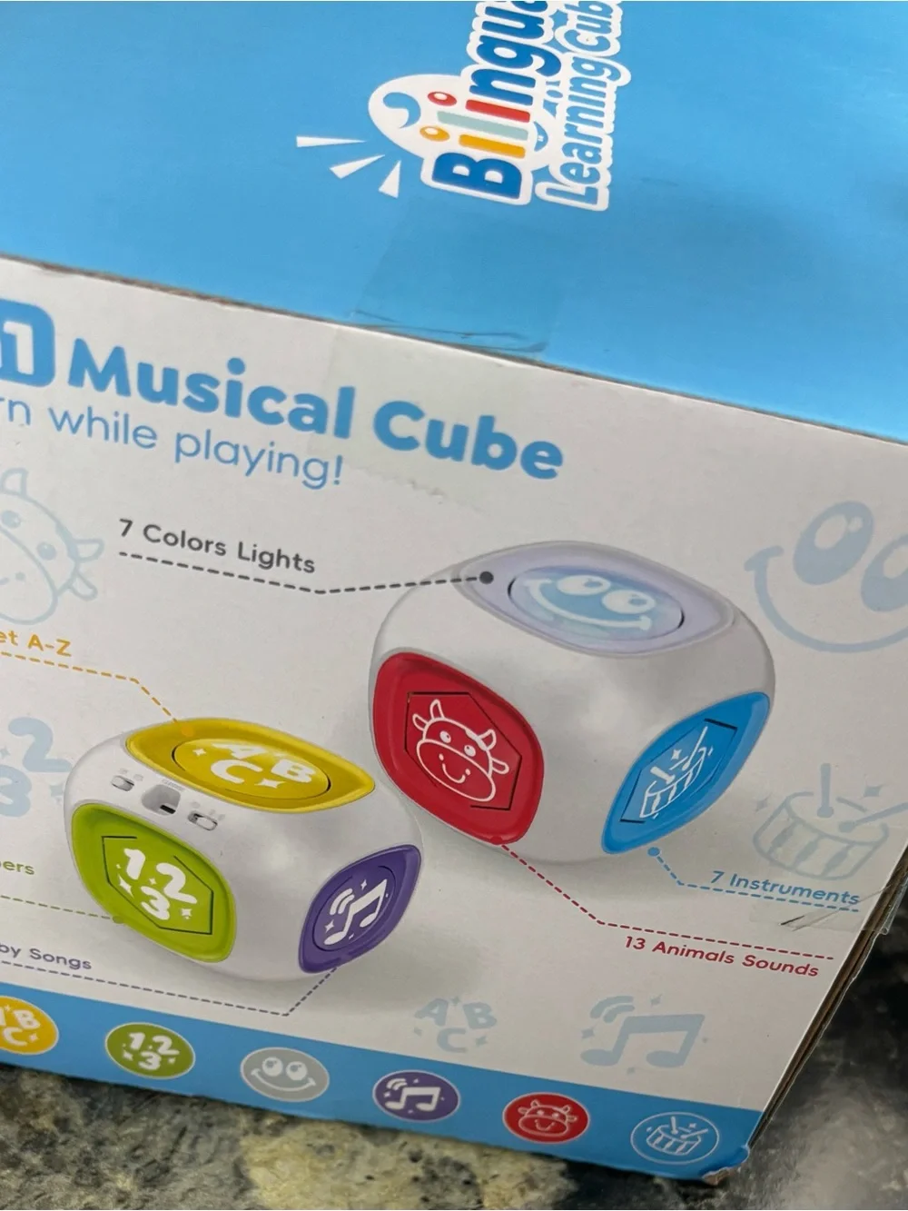 Learning Cube - Blue and White Interactive Baby Toy